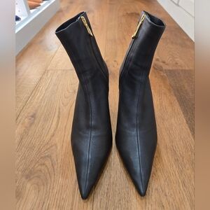 Cult Gaia Black Ankle Booties with Gold Zipper